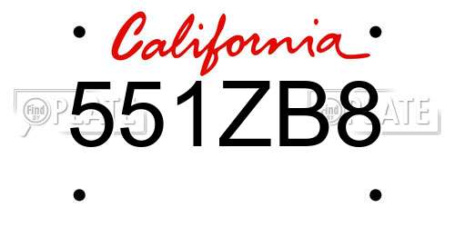 551ZB8 California License Plate