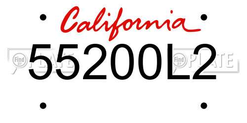 55200L2 California License Plate
