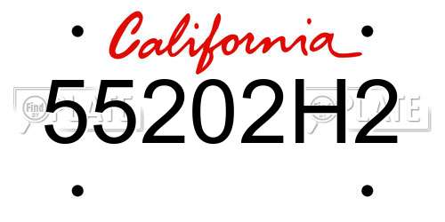 55202H2 California License Plate