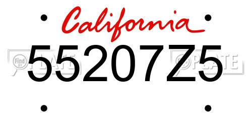 55207Z5 California License Plate