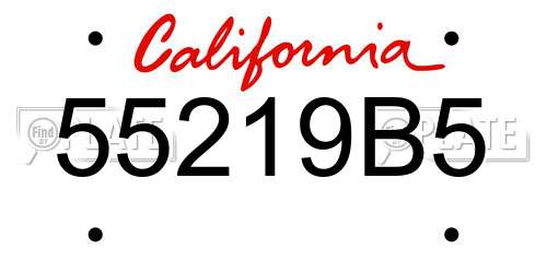 55219B5 California License Plate