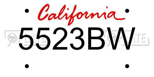 5523BW California License Plate