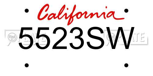 5523SW California License Plate
