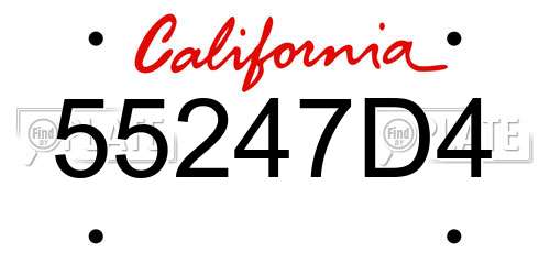 55247D4 California License Plate