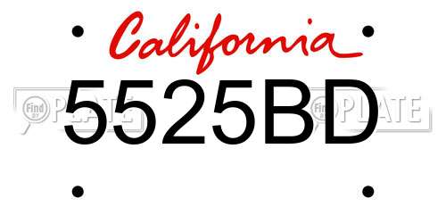 5525BD California License Plate