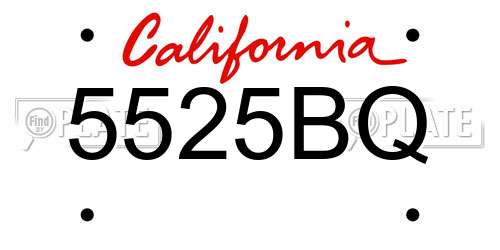 5525BQ California License Plate