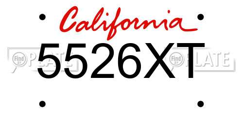 5526XT California License Plate