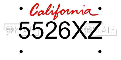 5526XZ California License Plate