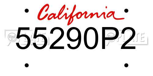 55290P2 California License Plate