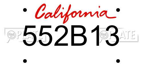 552B13 California License Plate