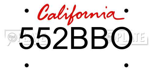 552BBO California License Plate
