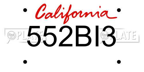 552BI3 California License Plate