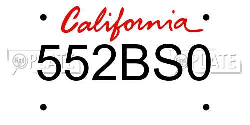 552BS0 California License Plate