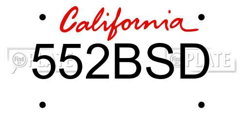 552BSD California License Plate