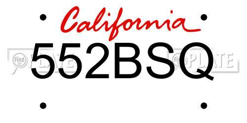 552BSQ California License Plate