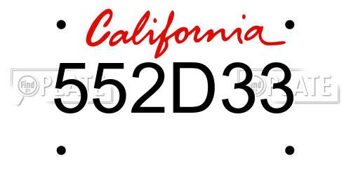 552D33 California License Plate