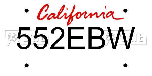 552EBW California License Plate