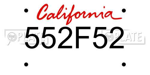 552F52 California License Plate
