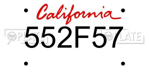 552F57 California License Plate
