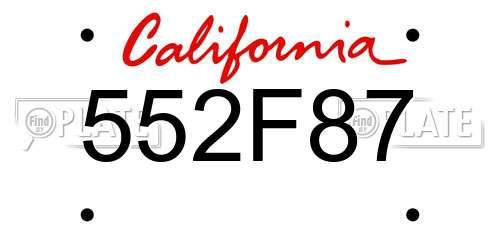 552F87 California License Plate