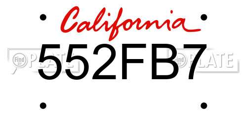 552FB7 California License Plate