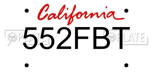 552FBT California License Plate