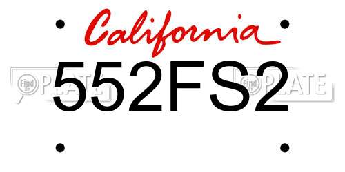 552FS2 California License Plate