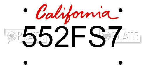 552FS7 California License Plate