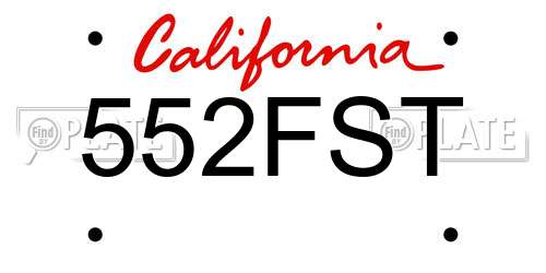 552FST California License Plate