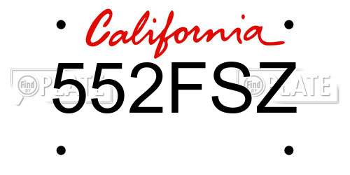 552FSZ California License Plate