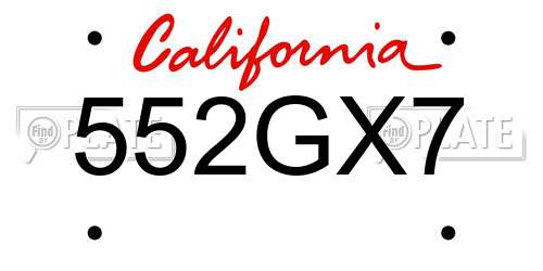 552GX7 California License Plate