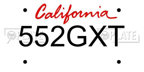 552GXT California License Plate