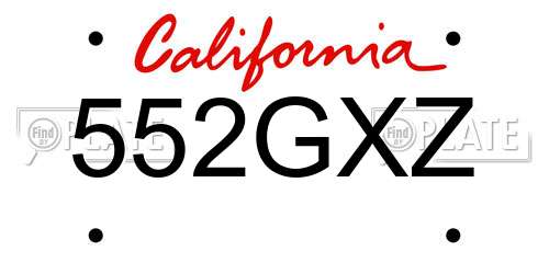552GXZ California License Plate