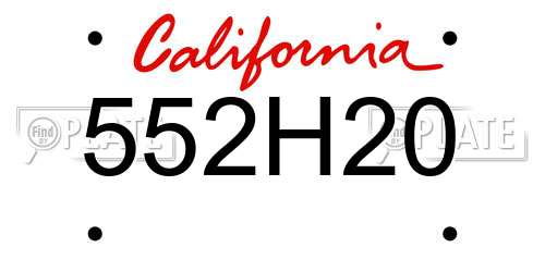 552H20 California License Plate