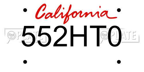 552HT0 California License Plate