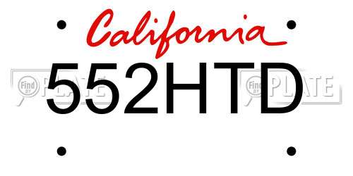 552HTD California License Plate