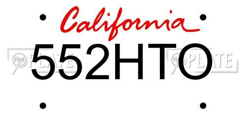 552HTO California License Plate