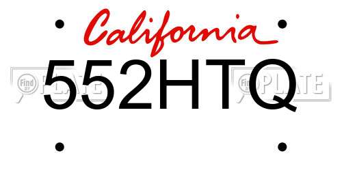 552HTQ California License Plate