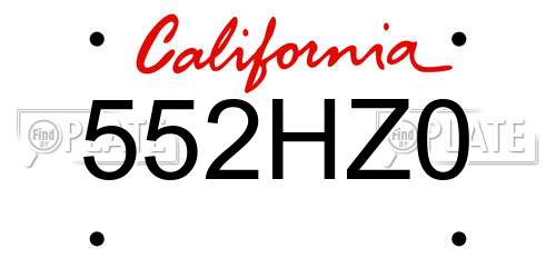 552HZ0 California License Plate