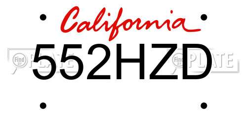 552HZD California License Plate
