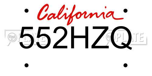 552HZQ California License Plate