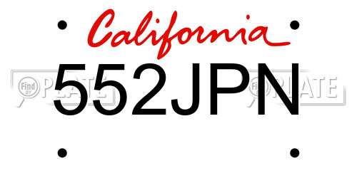 552JPN California License Plate