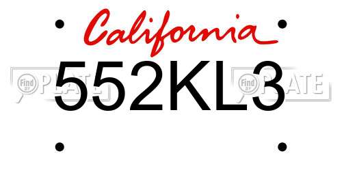552KL3 California License Plate