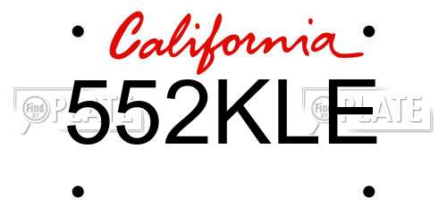 552KLE California License Plate