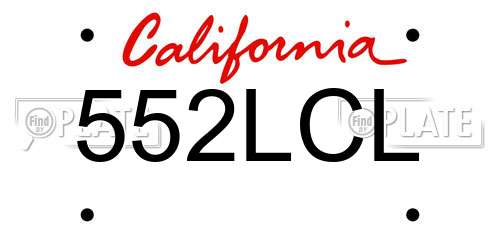 552LCL California License Plate