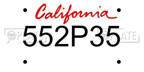 552P35 California License Plate