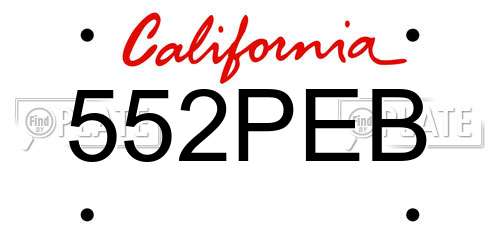 552PEB California License Plate