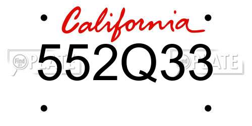 552Q33 California License Plate