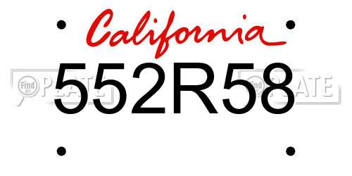 552R58 California License Plate