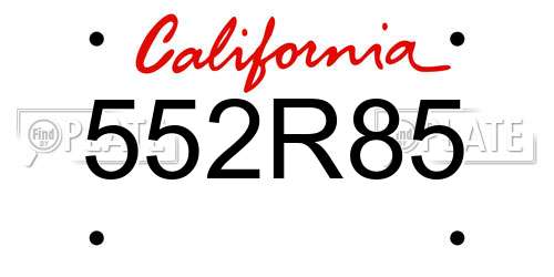 552R85 California License Plate